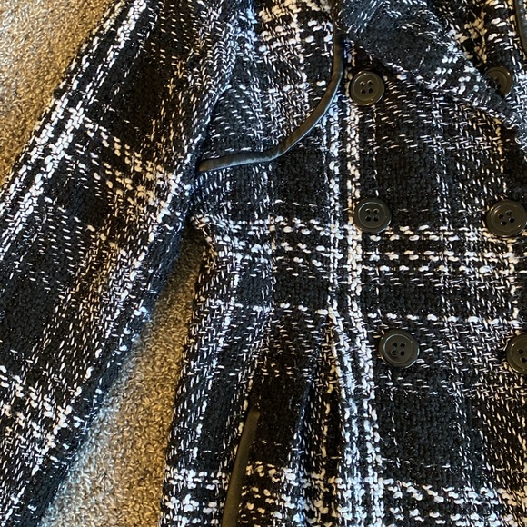 BCX Double Breasted Black & White Plaid Belted Jacket, Women’s size L - Picture 6 of 16